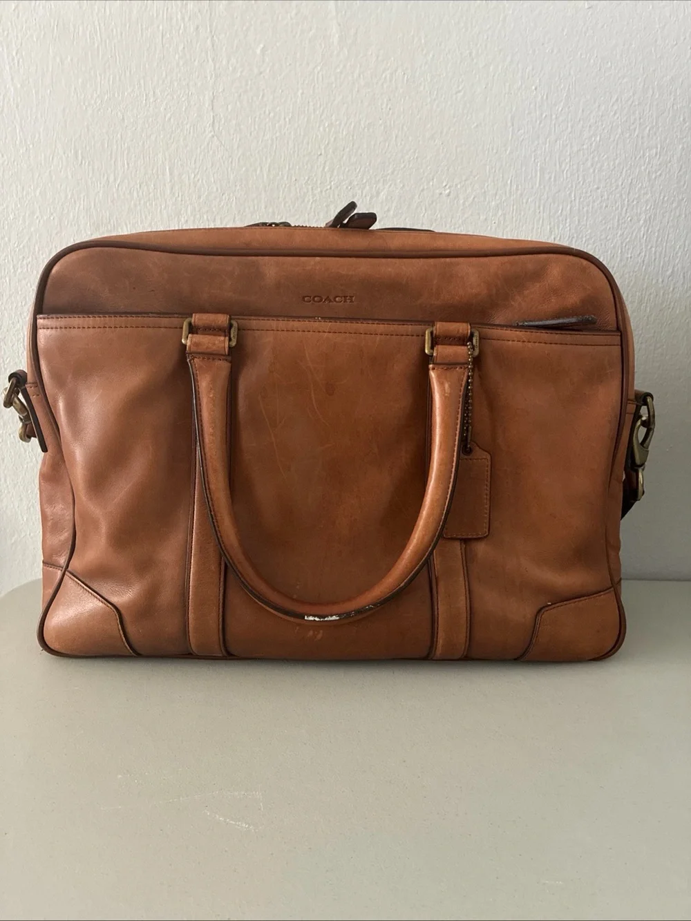 Coach Men's Leather Briefcase Bag in Brown | Coach Brown Leather Laptop Briefcas